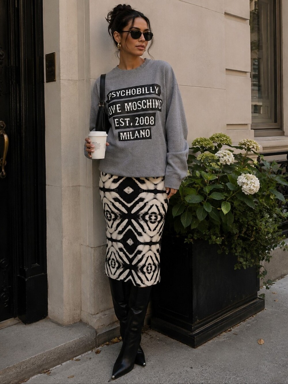 Love Moschino Psychobilly Graphic Sweatshirt Gray Milano Size Large
